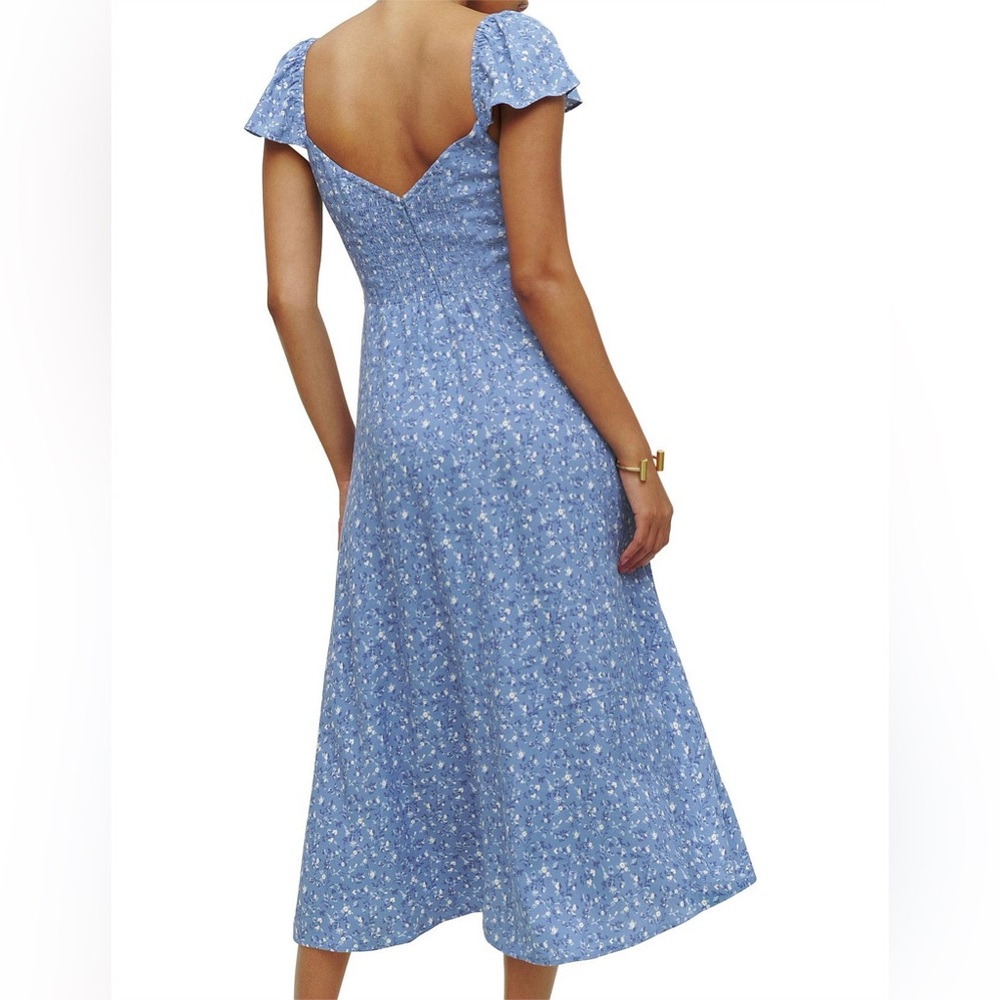 Super Cute and Flattering! Reformation Baxley Dress in Blue Eve Womens Size 2 - Picture 4 of 14